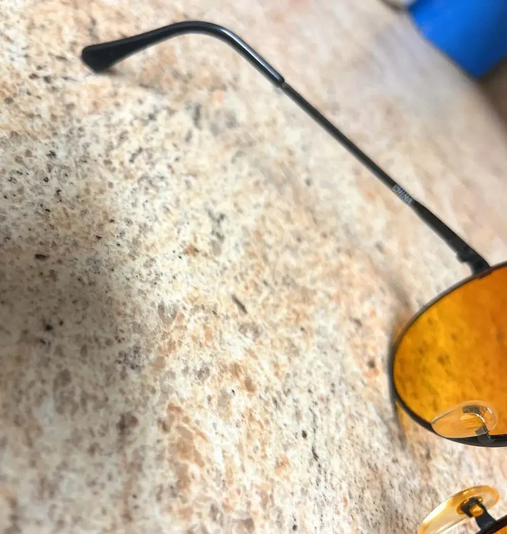 Optirays Aviator Sunglasses with Orange Lenses and Brown Leather Case